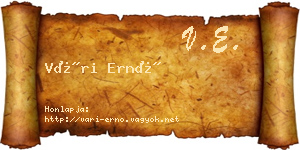 Vári Ernő névjegykártya